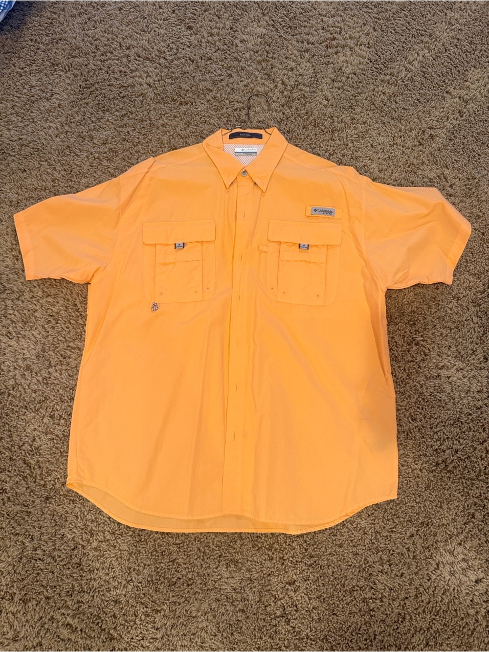 Columbia Men’s Short-Sleeve Button-Down Shirt — Orange